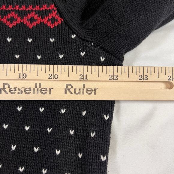 Dockers Christmas Sweater Mens Size M Black Fair Isle Reindeer Knit Pullover VTG - Picture 7 of 12